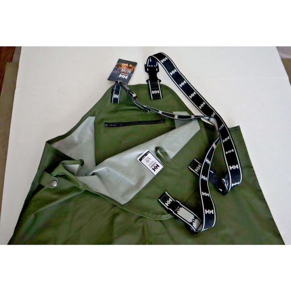 Helly Hansen 70529-480 Men's Sz L Army Green Pvc/Polyester Workwear Mandal Bib - Picture 7 of 9